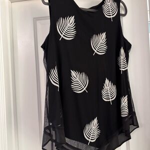 Alfani Black and White Leaf Print Tank Top